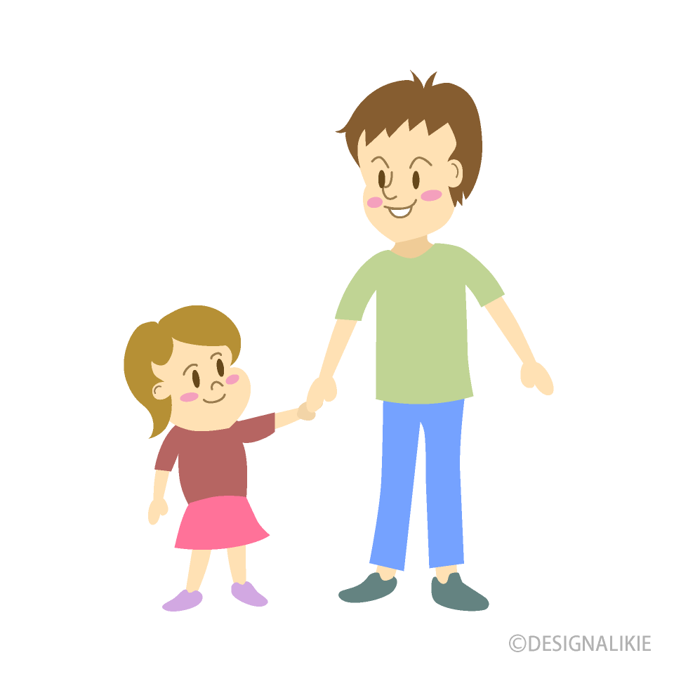 女の子と父親の親子の無料イラスト素材 イラストイメージ