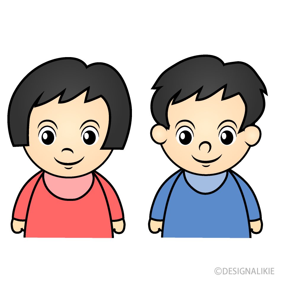 かわいい男の子と女の子イラストのフリー素材 イラストイメージ