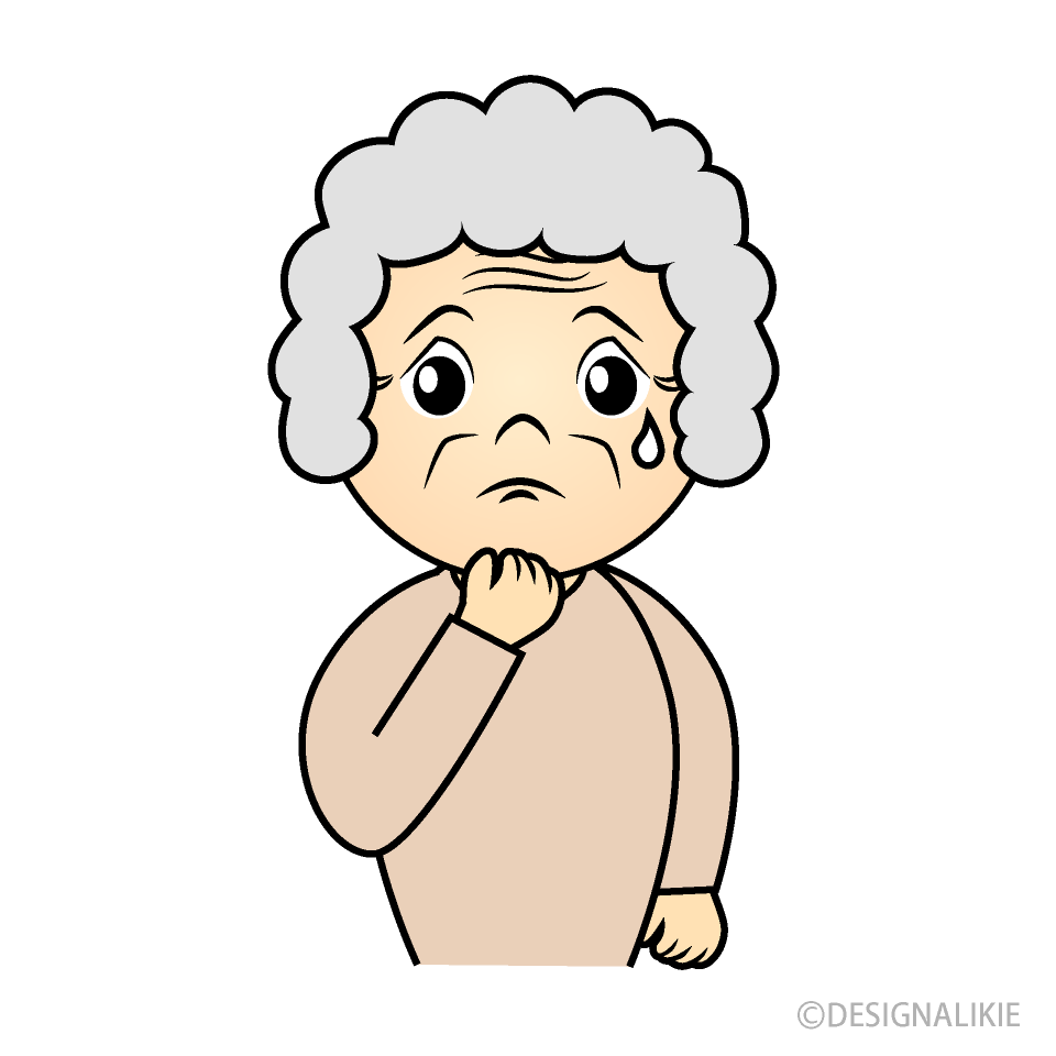心配な顔のおばあさんイラストのフリー素材 イラストイメージ