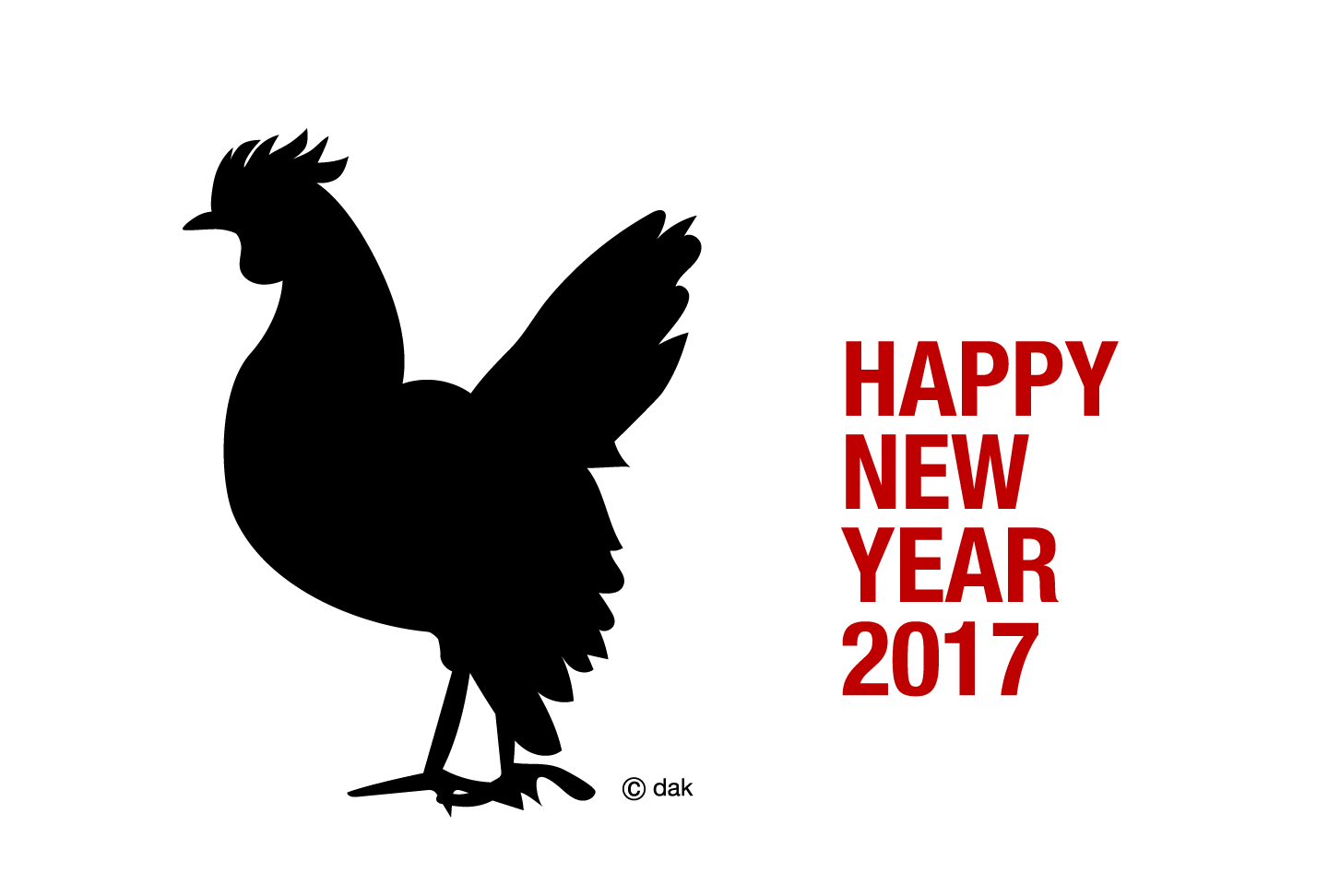 鶏シルエットの年賀状イラストのフリー素材 イラストイメージ
