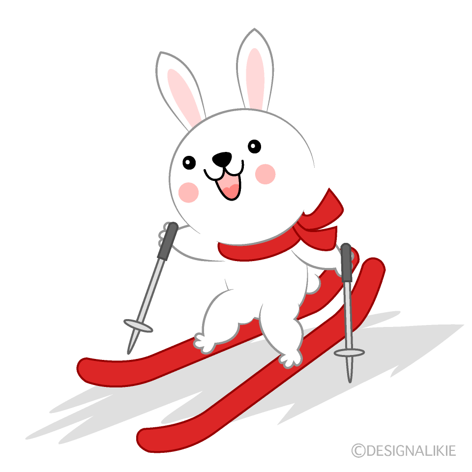 スキーをするウサギイラストのフリー素材｜イラストイメージ