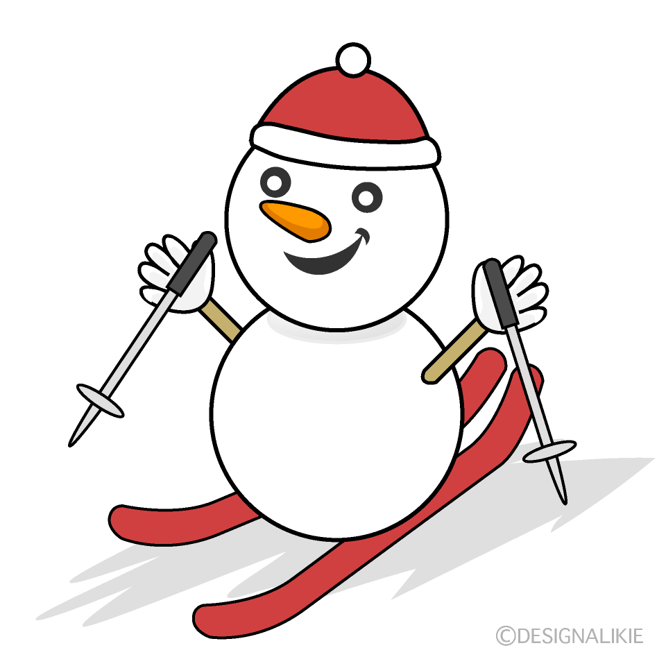 スキーをする雪だるまの無料イラスト素材 イラストイメージ