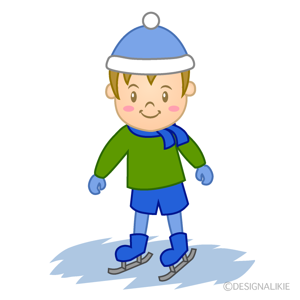 スケートをする小さな男の子イラストのフリー素材 イラストイメージ