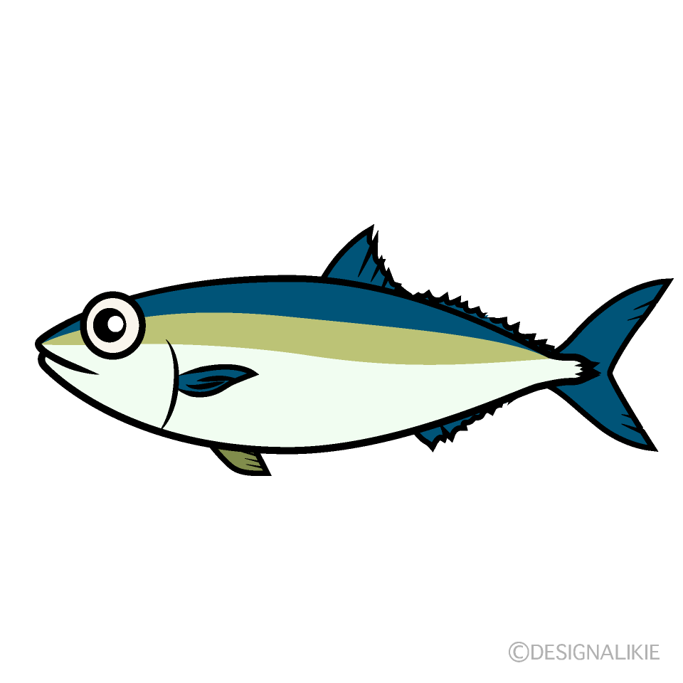 シンプルな青魚の無料イラスト素材 イラストイメージ