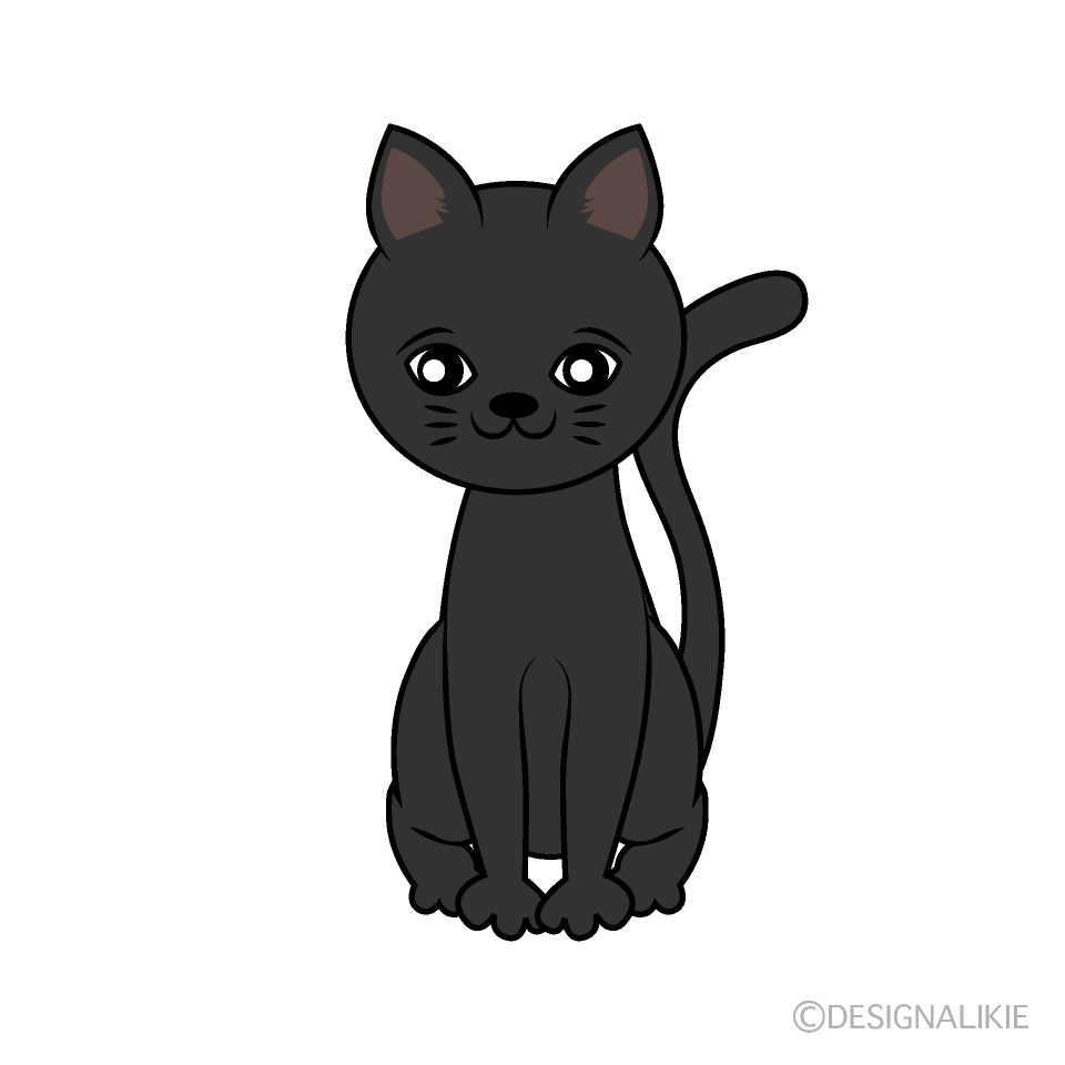 かわいい黒猫の無料イラスト素材 イラストイメージ