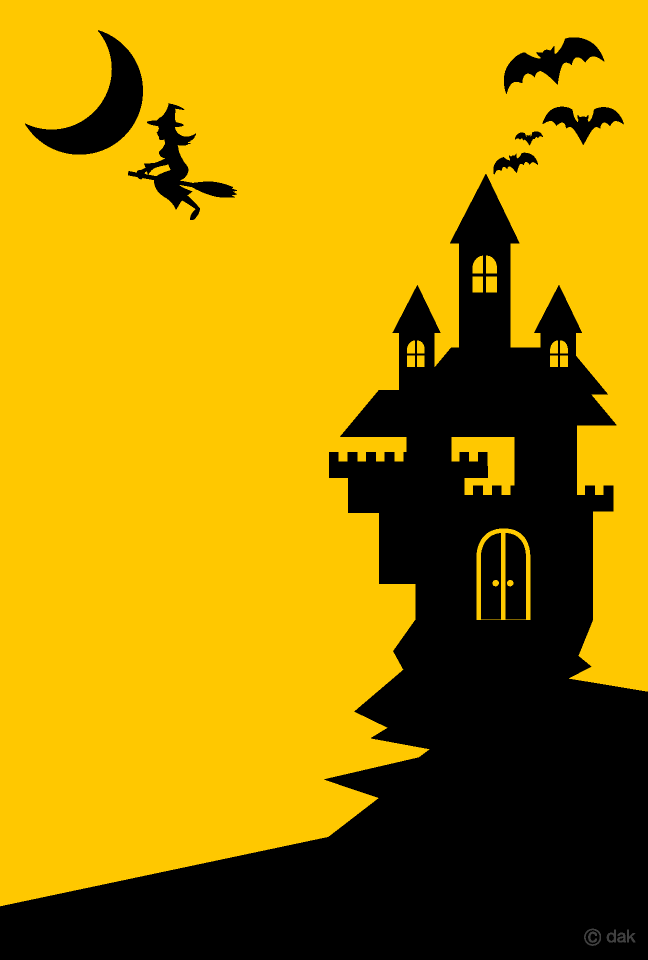 お城と魔女イラストのフリー素材 イラストイメージ