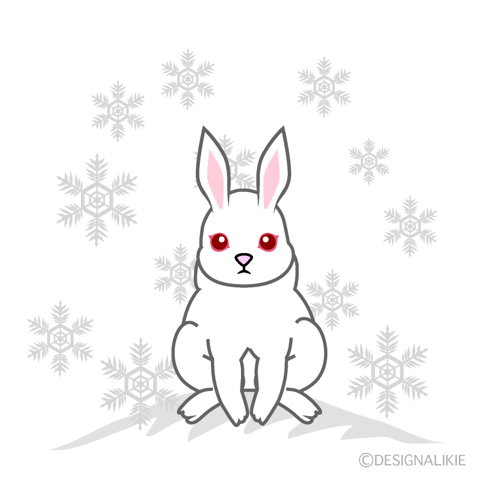 雪の白うさぎの無料イラスト素材 イラストイメージ