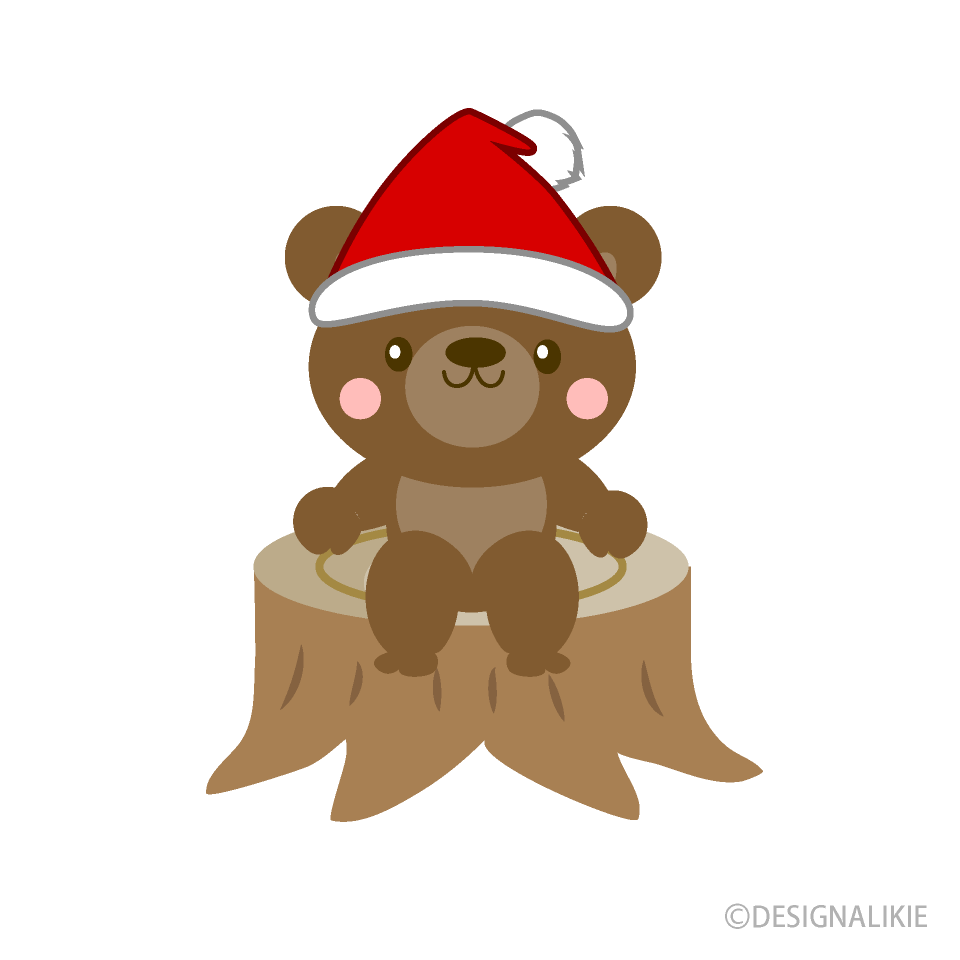 サンタ帽子のクマの無料イラスト素材 イラストイメージ