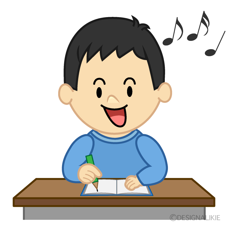 歌う勉強する男の子イラストのフリー素材 イラストイメージ