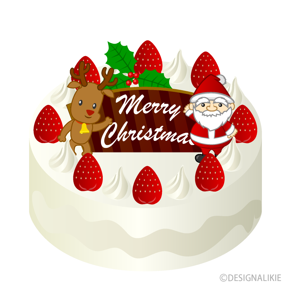 トナカイ サンタのクリスマスケーキの無料イラスト素材 イラストイメージ