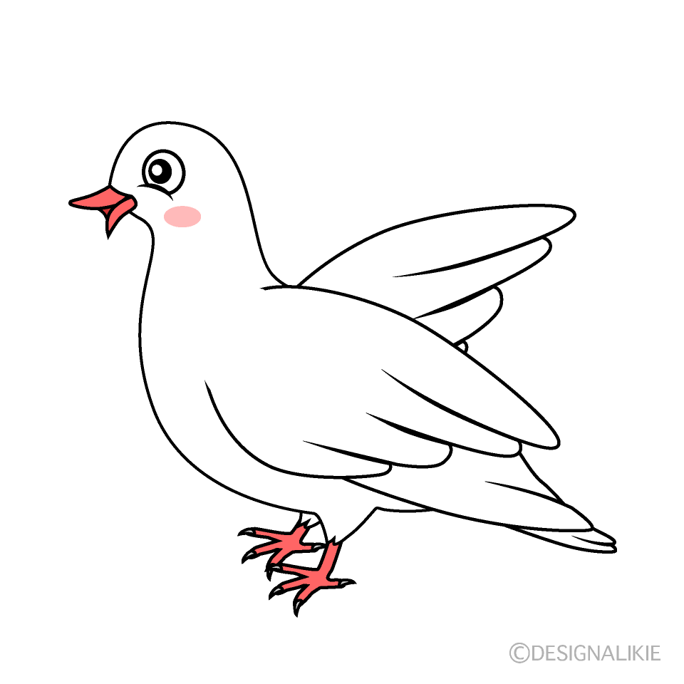 白い鳩キャラクターイラストのフリー素材 イラストイメージ