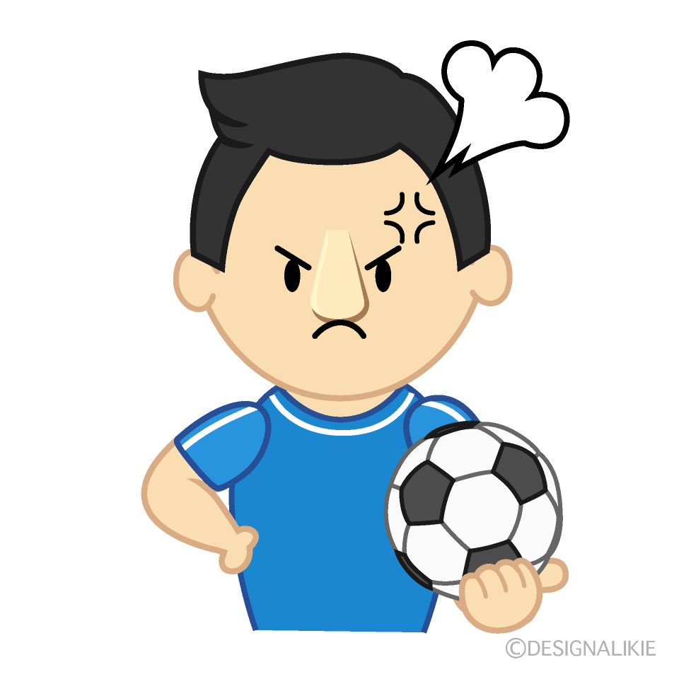 怒るサッカー選手