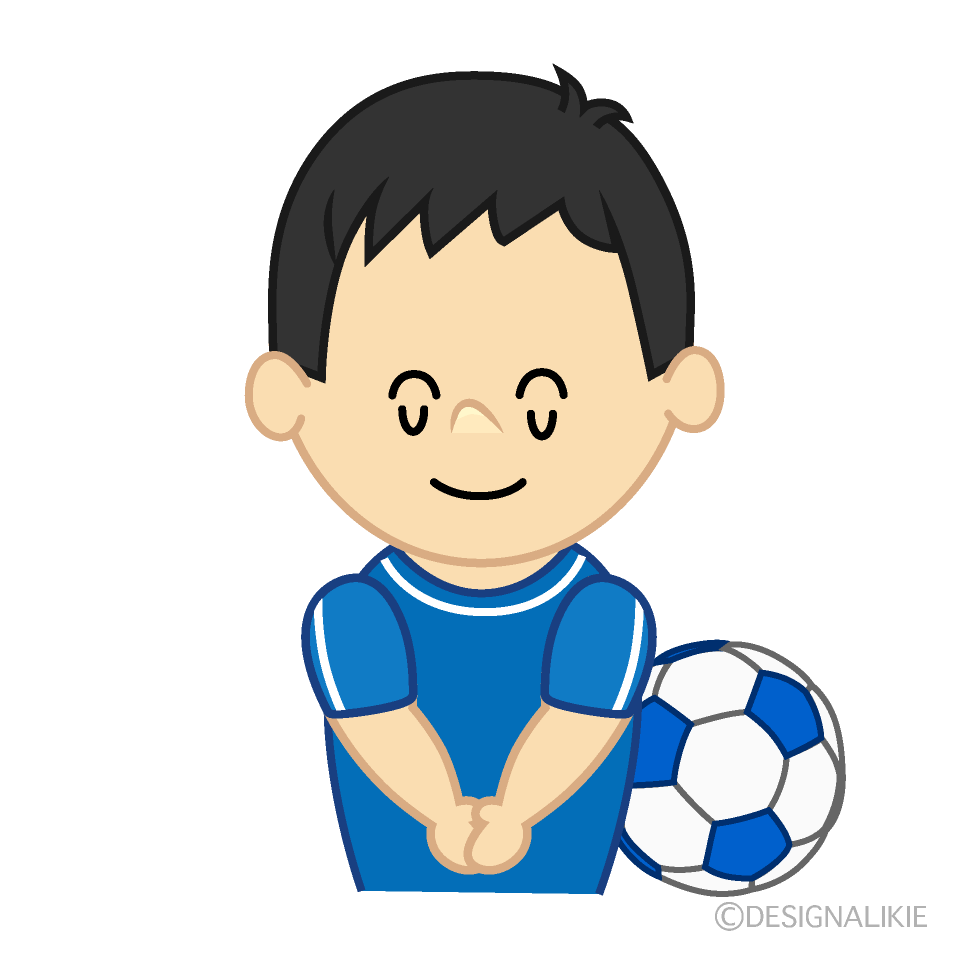お辞儀するサッカー少年イラストのフリー素材 イラストイメージ