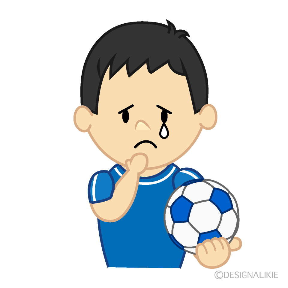 悲しいサッカー少年イラストのフリー素材 イラストイメージ