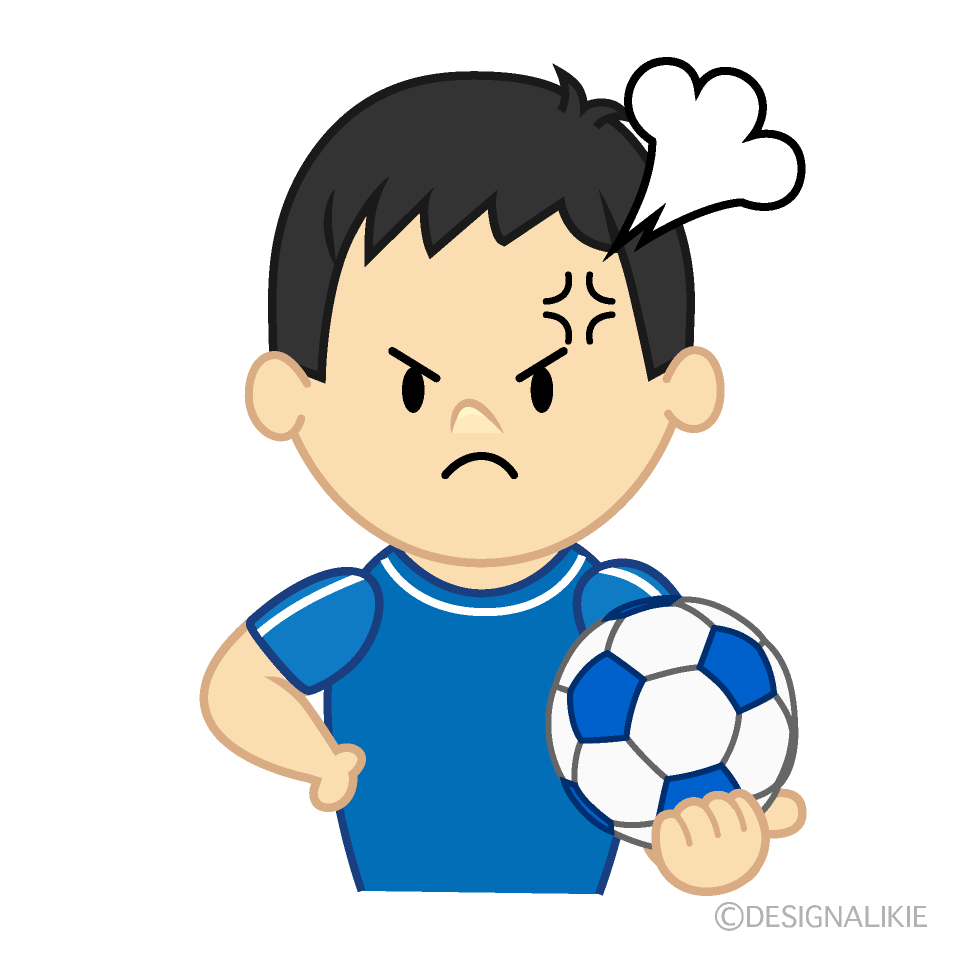 怒るサッカー少年