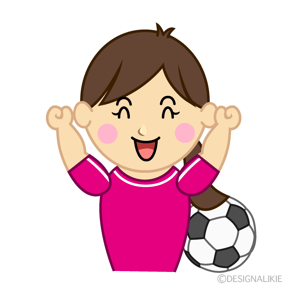 ガッツポーズの女子サッカーイラストのフリー素材 イラストイメージ