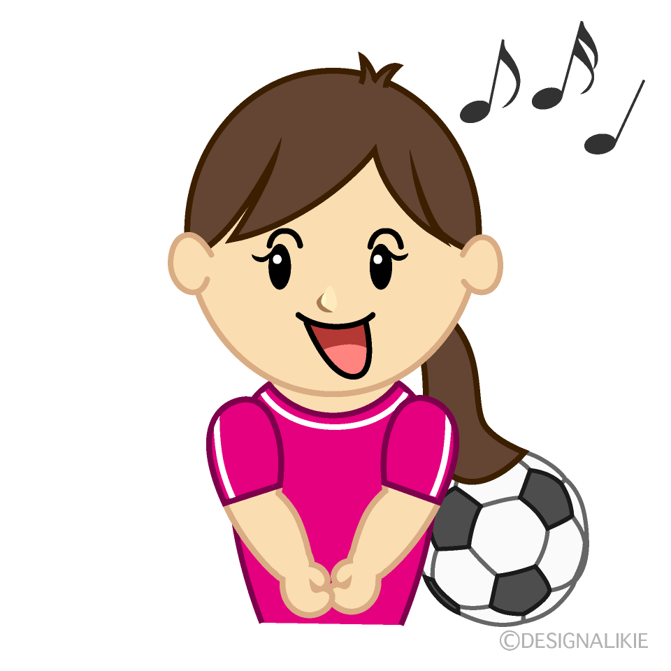 歌う女子サッカーイラストのフリー素材 イラストイメージ