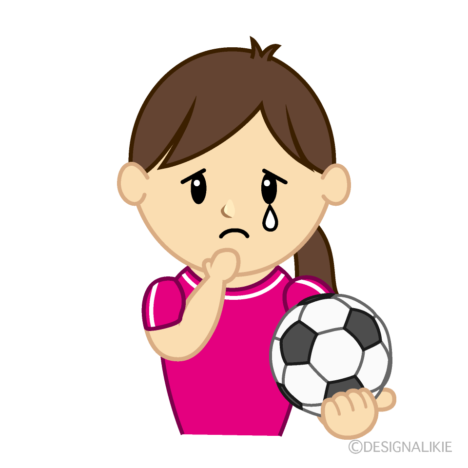 悲しい女子サッカーイラストのフリー素材 イラストイメージ