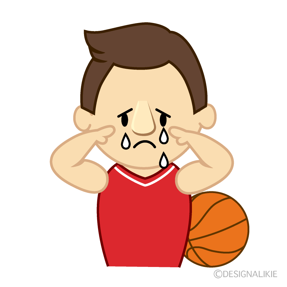 泣くバスケ選手イラストのフリー素材 イラストイメージ