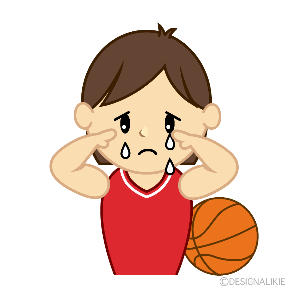 泣く女子バスケイラストのフリー素材 イラストイメージ