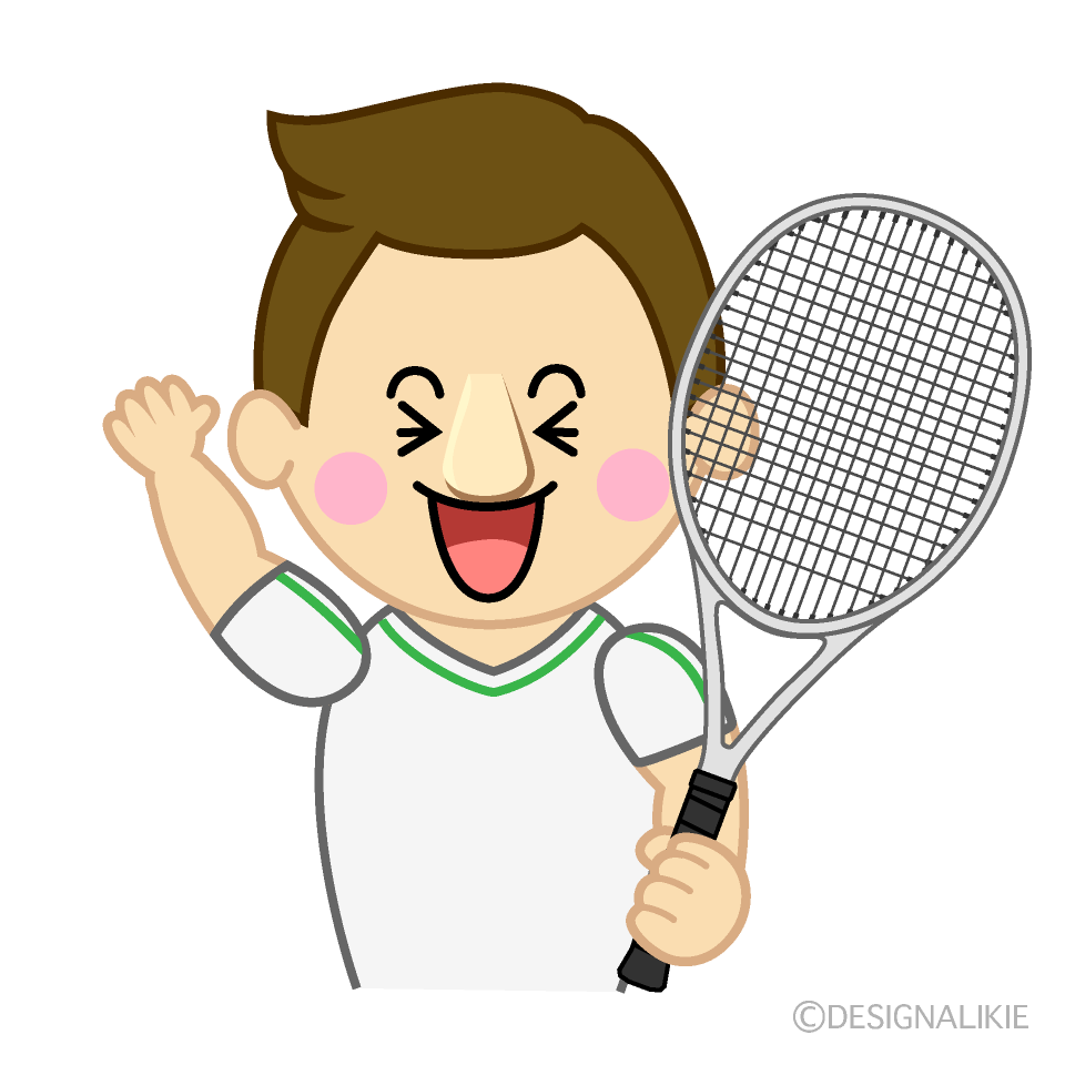 喜ぶテニス選手イラストのフリー素材 イラストイメージ