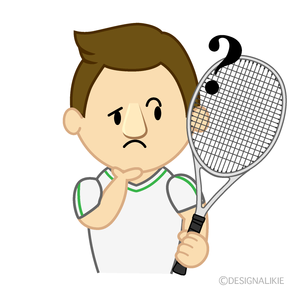 考えるテニス選手イラストのフリー素材 イラストイメージ