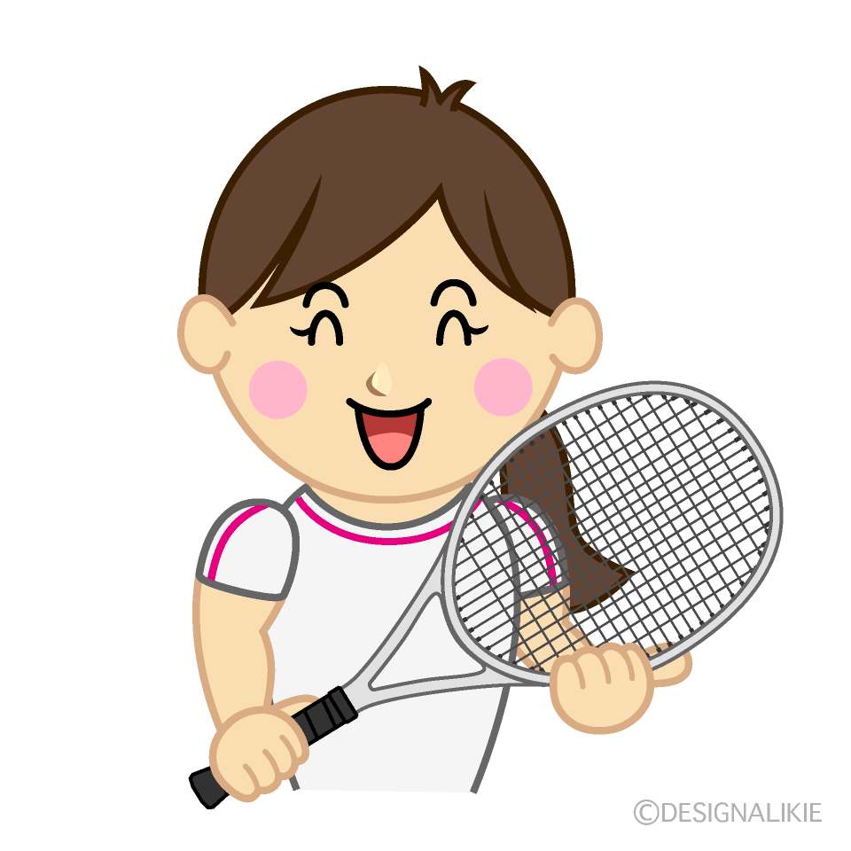 笑顔の女子テニスイラストのフリー素材 イラストイメージ
