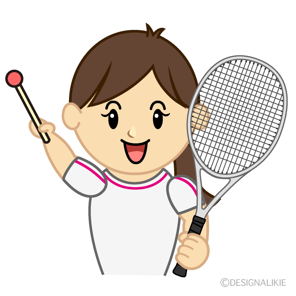 説明する女子テニスイラストのフリー素材 イラストイメージ