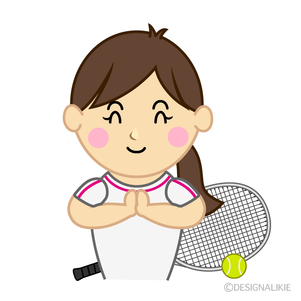 感謝する女子テニスイラストのフリー素材 イラストイメージ