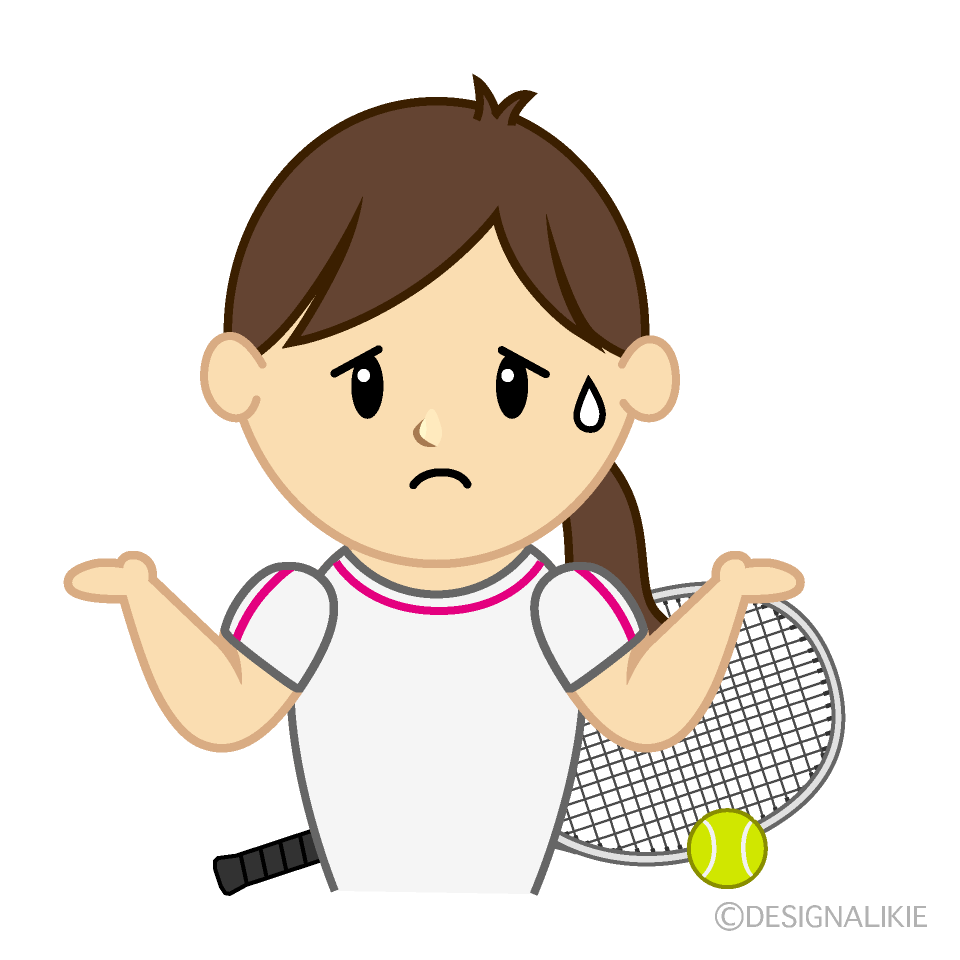 困る女子テニスイラストのフリー素材 イラストイメージ