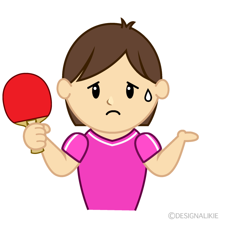 困る女子卓球イラストのフリー素材 イラストイメージ