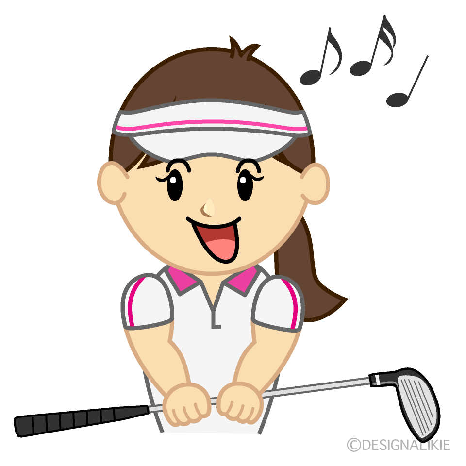 歌う女子ゴルフイラストのフリー素材 イラストイメージ