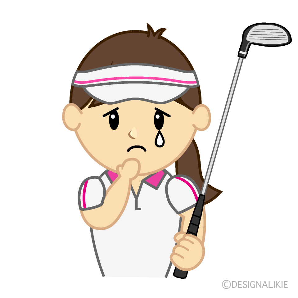 悲しい女子ゴルフイラストのフリー素材 イラストイメージ