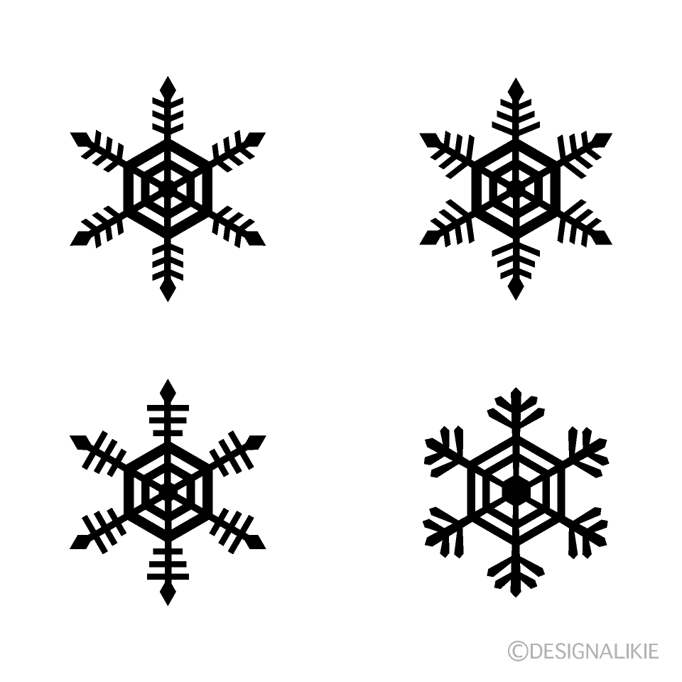 雪の結晶シルエットイラストのフリー素材 イラストイメージ