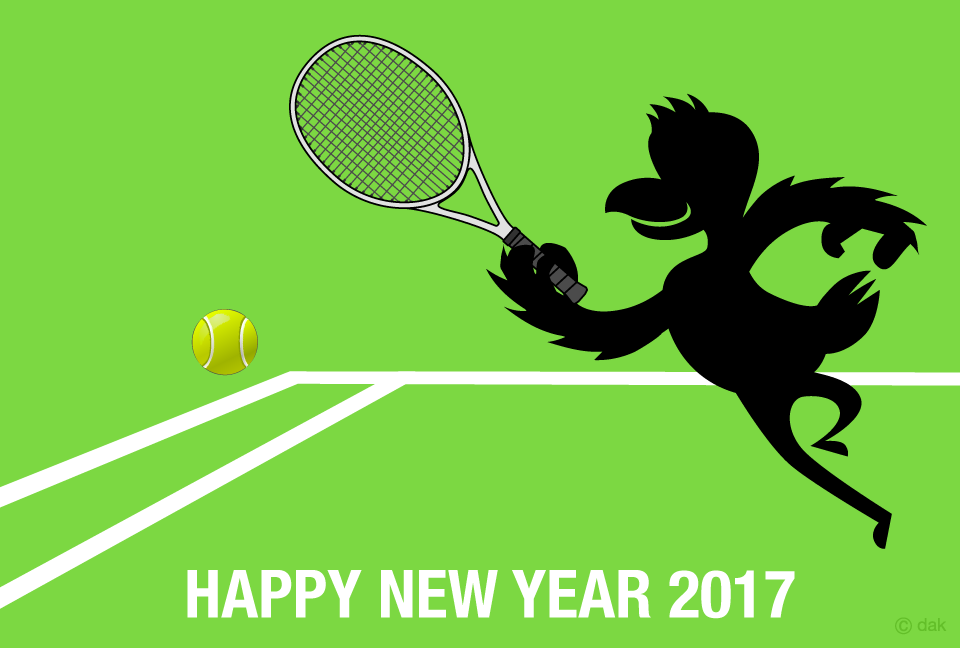 テニスの酉年年賀状の無料イラスト素材 イラストイメージ