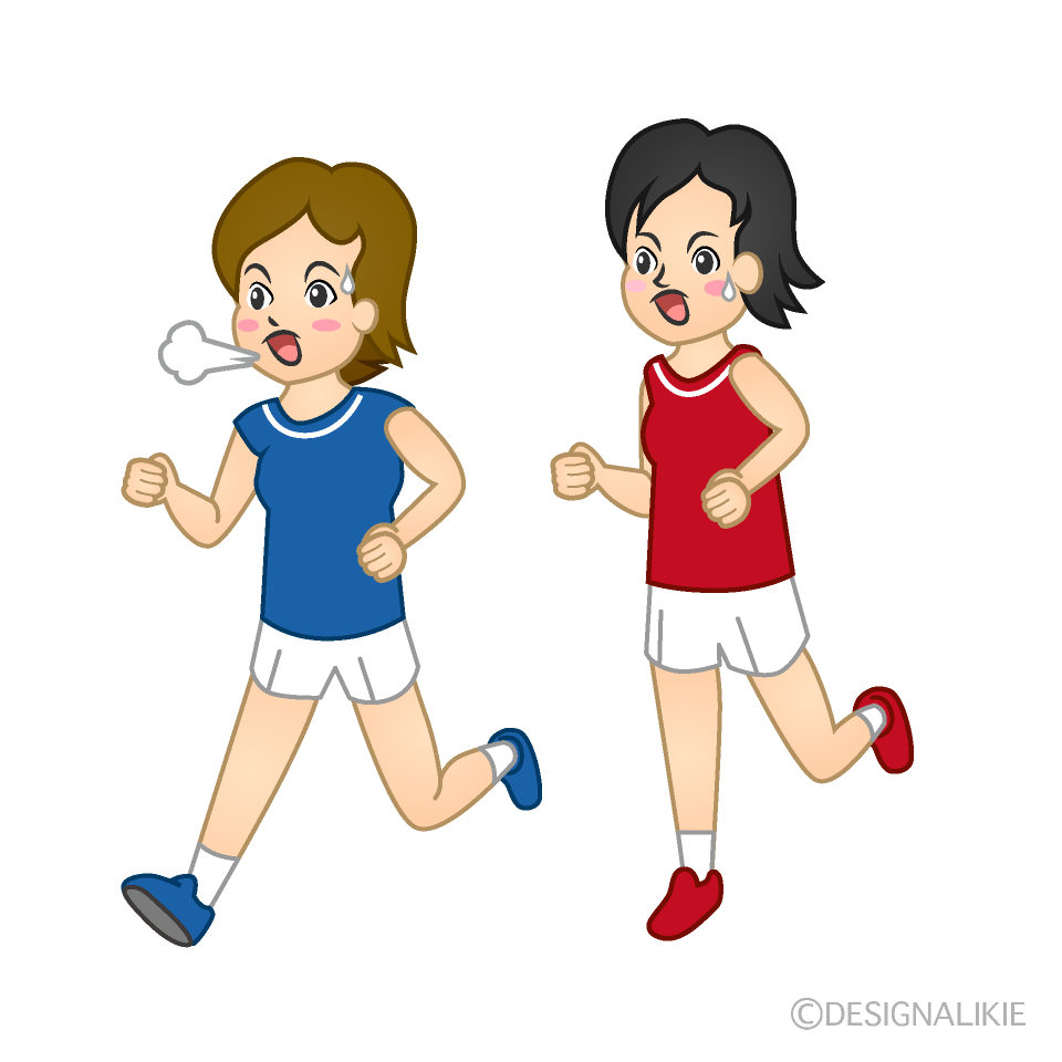 マラソンをする女性イラストのフリー素材 イラストイメージ