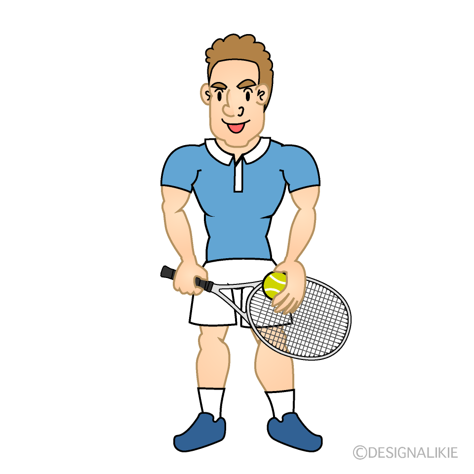 外国人のテニスプレヤーイラストのフリー素材 イラストイメージ