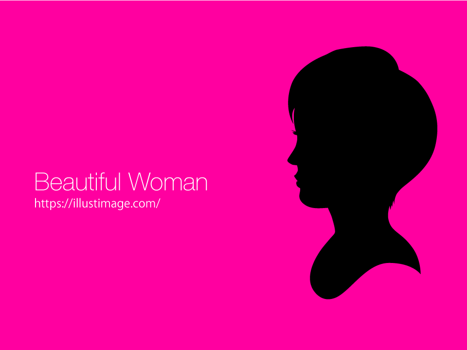 ショートヘアの女性シルエットイラストのフリー素材 イラストイメージ