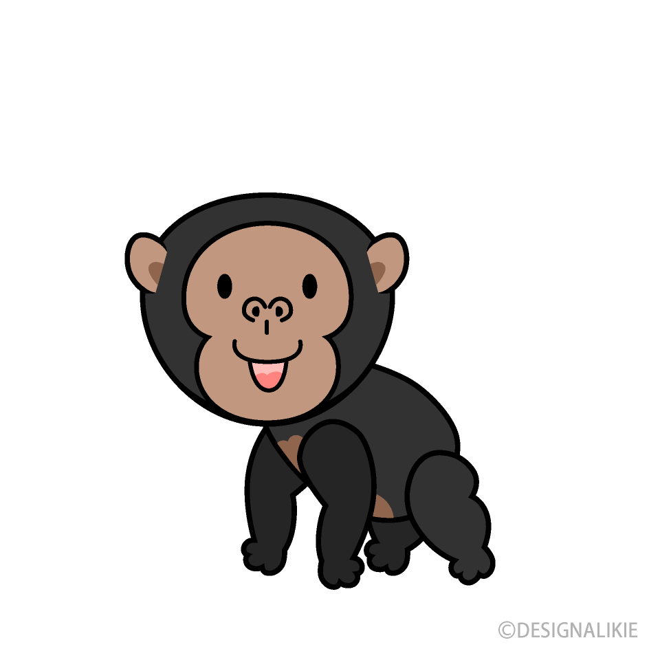 かわいいチンパンジーイラストのフリー素材 イラストイメージ