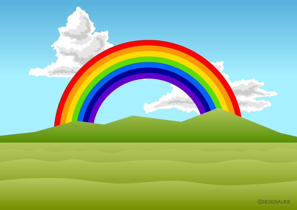 草原の虹イラストのフリー素材 イラストイメージ