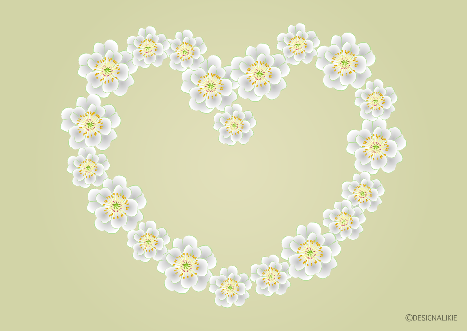花のハートマークイラストのフリー素材 イラストイメージ