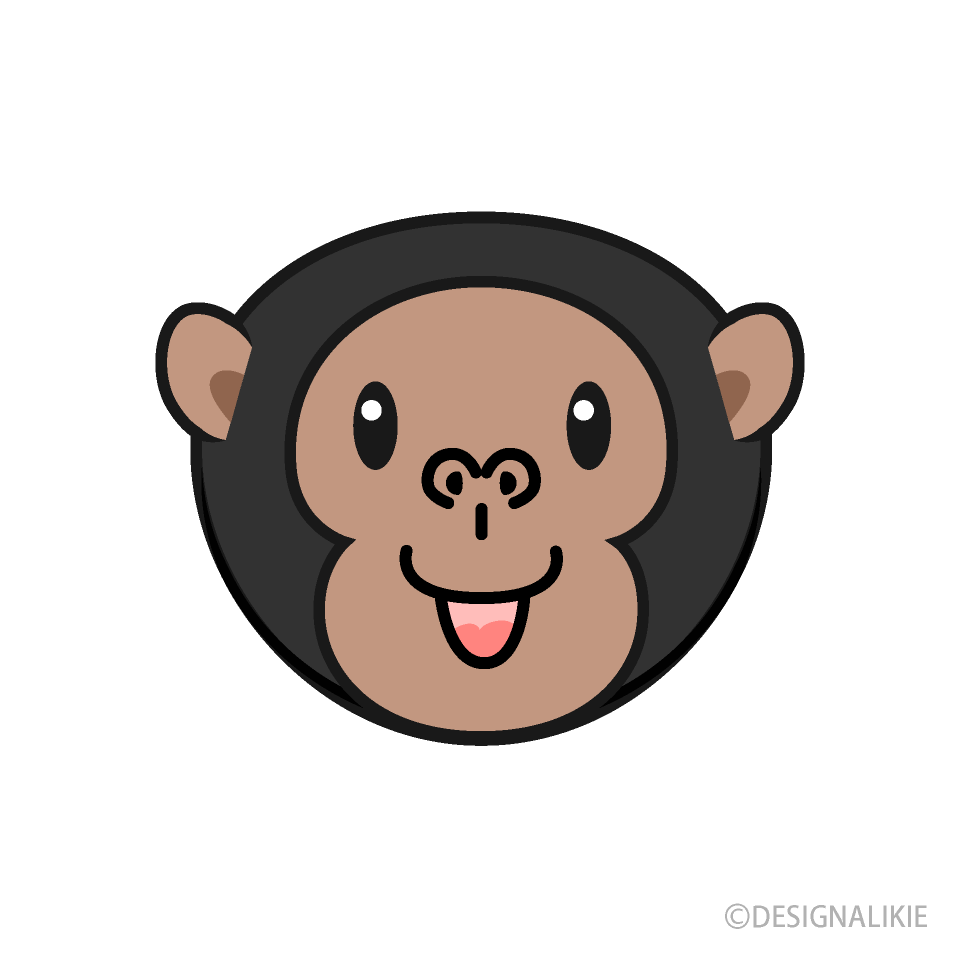 可愛いチンパンジーの顔イラストのフリー素材 イラストイメージ