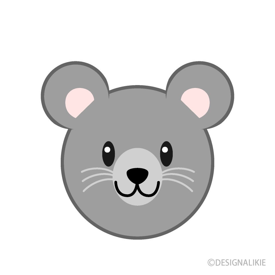 可愛いネズミの顔イラストのフリー素材 イラストイメージ