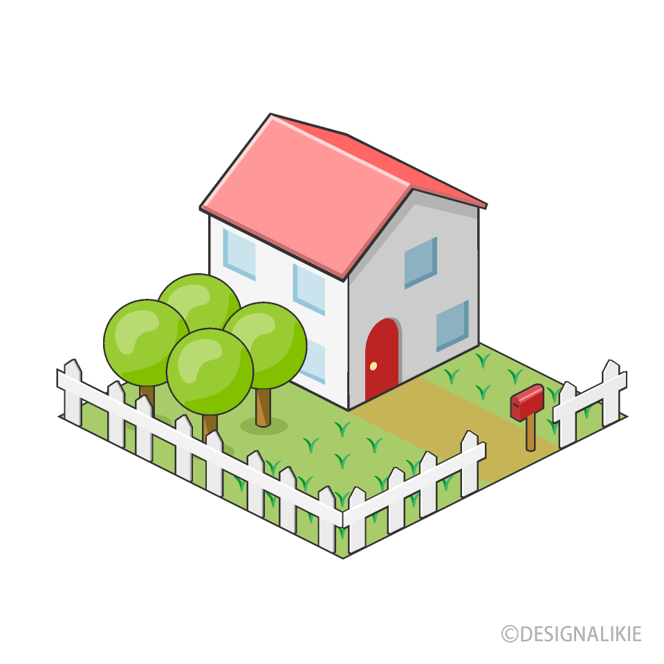 庭付き一軒家の無料イラスト素材 イラストイメージ