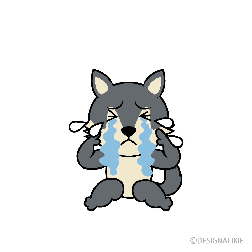 泣くオオカミキャライラストのフリー素材 イラストイメージ