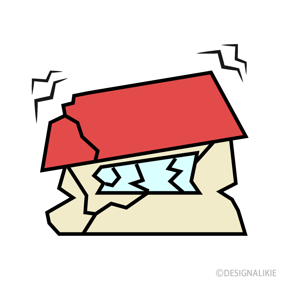 地震で全壊した 家の無料イラスト素材 イラストイメージ