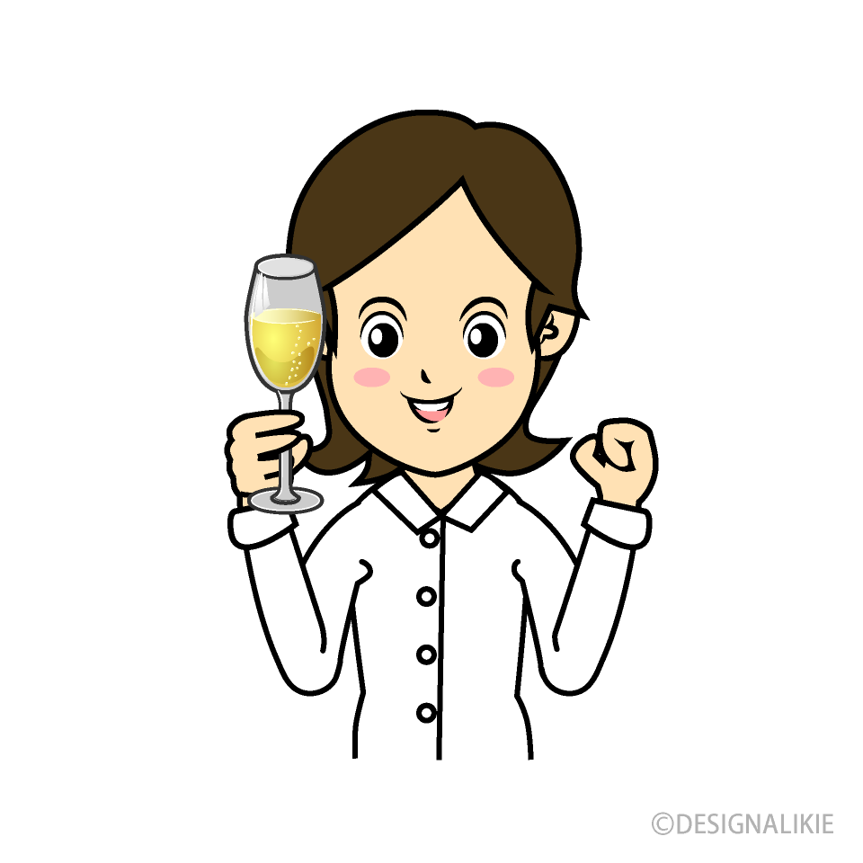 シャンパンを飲む女性の無料イラスト素材 イラストイメージ