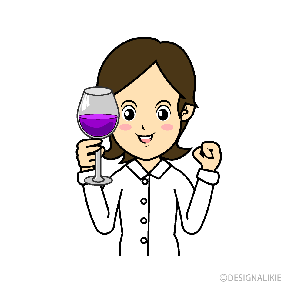 ワインを飲む女性イラストのフリー素材 イラストイメージ