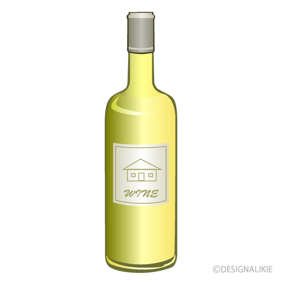 白ワインボトルの無料イラスト素材 イラストイメージ