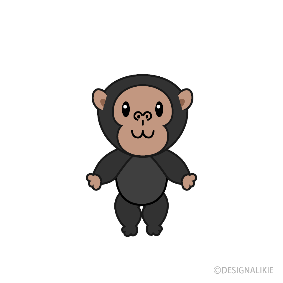 かわいいチンパンジーキャライラストのフリー素材 イラストイメージ